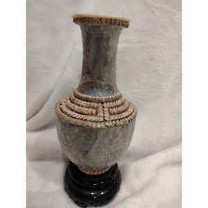 Vintage Shell Vase 7 Inch Tall Made Out Of A Variety Of Fine Shell Mother Of...